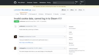 
                            6. Invalid cookie data, cannot log in to Steam · Issue #31 · jshackles ...