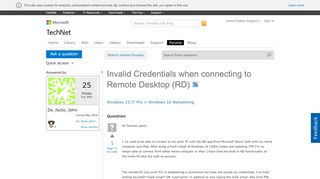 
                            4. Invalid Credentials when connecting to Remote Desktop (RD) - Microsoft