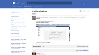 
                            2. Invalid email address | Facebook Help Community | Facebook