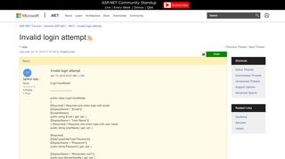 
                            3. Invalid login attempt | The ASP.NET Forums