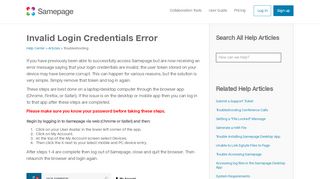 
                            7. Invalid Login Credentials Error | Samepage