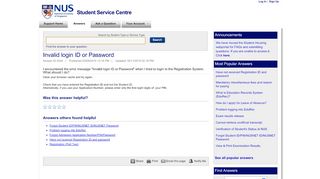 
                            11. Invalid login ID or Password - Ask Student Services