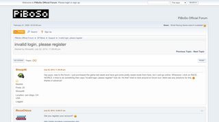 
                            1. invalid login, please register - PiBoSo Official Forum
