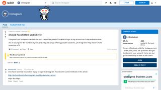 
                            2. Invalid Parameters Login Error : Instagram - Reddit