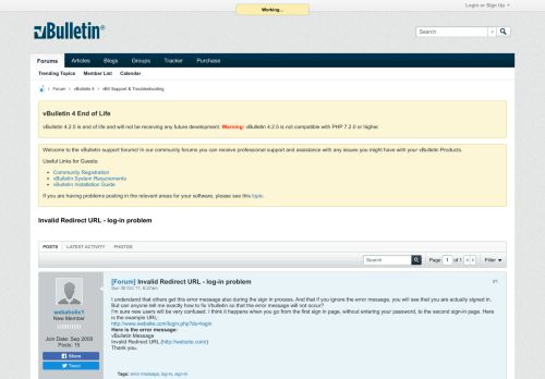 
                            1. Invalid Redirect URL - log-in problem - vBulletin Community Forum