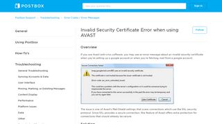 
                            13. Invalid Security Certificate Error when using AVAST – Postbox Support