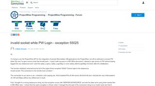 
                            10. invalid socket while PW Login - exception 55025 - ProjectWise ...