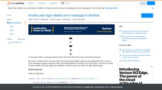 
                            11. Invalid user login details error message in Android - Stack Overflow