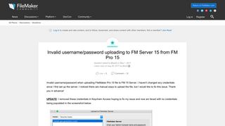 
                            5. Invalid username/password uploading to FM Serve... | FileMaker ...