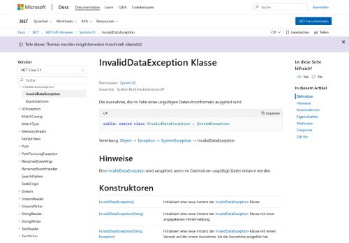 
                            2. InvalidDataException Class (System.IO) | Microsoft Docs