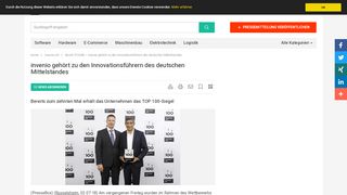 
                            13. invenio gehört zu den Innovationsführern des deutschen Mittelstandes ...