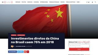 
                            10. Investimentos diretos da China no Brasil caem 75% em 2018