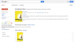
                            8. Investing in Vice: The Recession-Proof Portfolio of Booze, Bets, ... - Google बुक के परिणाम