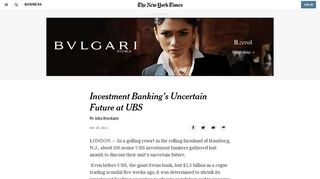 
                            12. Investment Banking's Uncertain Future at UBS - The New York Times