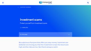 
                            13. Investment scams | ASIC's MoneySmart