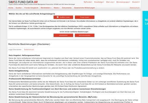 
                            8. Investment-Statistiken | Swiss Fund Data