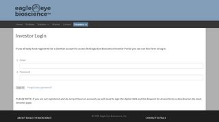 
                            12. Investor Login - Eagle Eye Bioscience