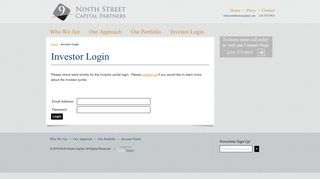 
                            9. Investor Portal, Login | Ninth Street Capital