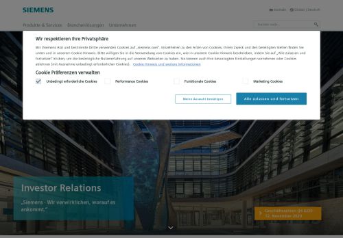 
                            10. Investor Relations | Unternehmen | Siemens