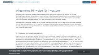 
                            6. Investorenhinweise | Seedmatch – Crowdfunding für Startups