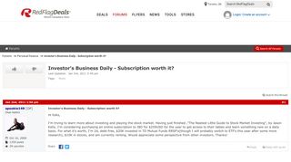 
                            9. Investor's Business Daily - Subscription worth it? - RedFlagDeals ...