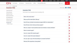 
                            11. Investors FAQ | Shareholder Resources | Investors | cn.ca - CN Rail