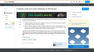 
                            6. Invitation code and users database in Wordpress - Stack Overflow