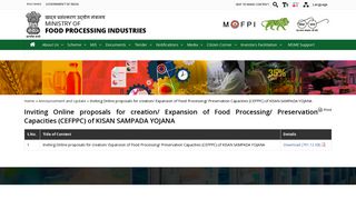 
                            5. Inviting Online proposals for creation/ Expansion of Food Processing ...