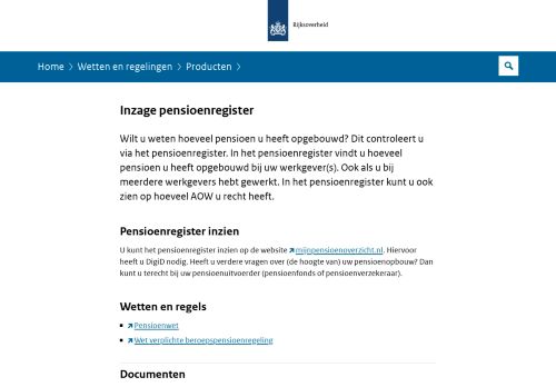 
                            9. Inzage pensioenregister | Wetten en regelingen | Rijksoverheid.nl