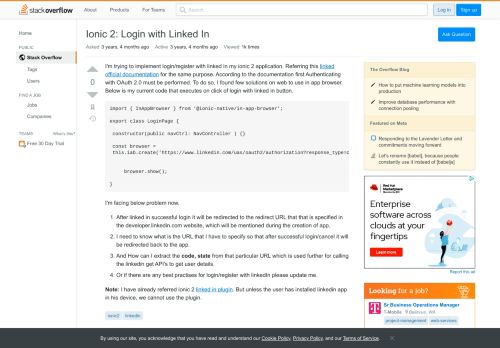 
                            6. Ionic 2: Login with Linked In - Stack Overflow