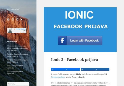 
                            6. Ionic 3 – Facebook prijava – Tomislav Stanković