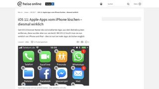 
                            3. iOS 11: Apple-Apps vom iPhone löschen – diesmal wirklich | heise ...