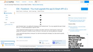
                            3. iOS - Facebook - You must upgrade this app to Graph API ...