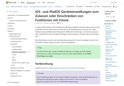 
                            13. iOS-Geräteeinstellungen in Microsoft Intune: Azure | Microsoft Docs