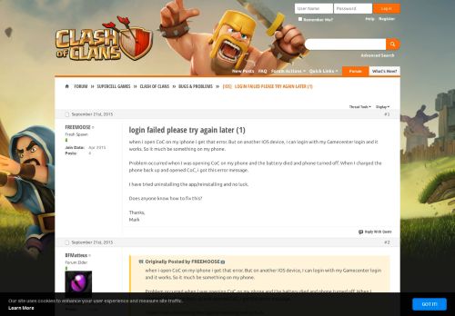 
                            3. iOS login failed please try again later (1) - Supercell Community ...