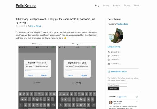 
                            13. iOS Privacy: steal.password - Easily get the user's Apple ID ...