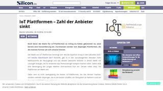 
                            9. IoT Plattformen – Zahl der Anbieter sinkt - silicon.de