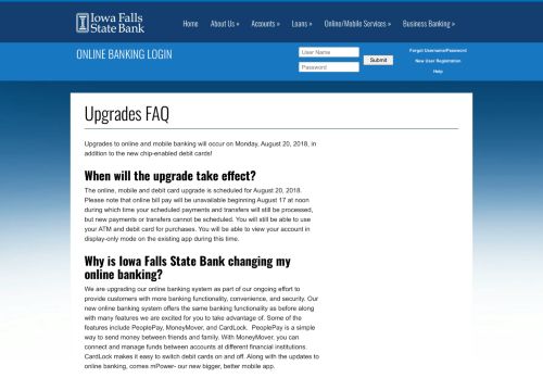 
                            12. Iowa Falls State Bank » Upgrades FAQ