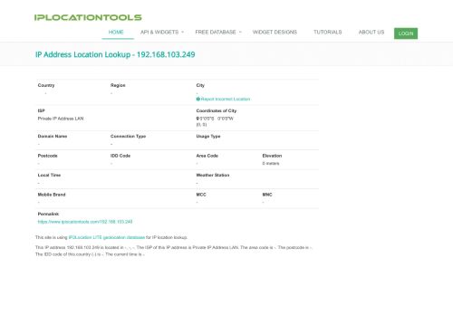 
                            3. IP Address Location Lookup - 192.168.103.249 - -, Private IP Address ...