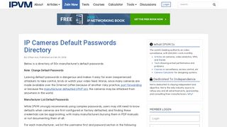 
                            6. IP Cameras Default Passwords Directory - IPVM.com