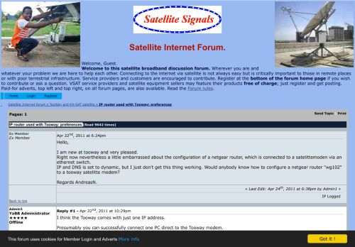 
                            12. IP router used with Tooway: preferences - Satellite internet