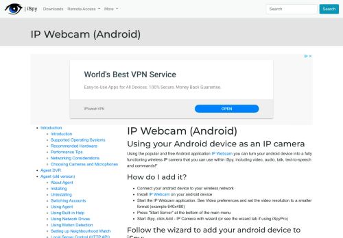 
                            2. IP Webcam (Android) - iSpy