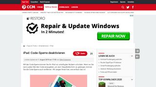 
                            1. iPad: Code-Sperre deaktivieren - CCM