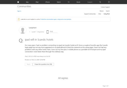 
                            6. ipad wifi in Scandic hotels - Apple Community - Apple Discussions