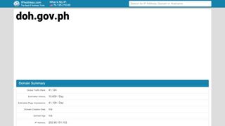 
                            9. IPAddress.com: Doh Website - doh.gov.ph