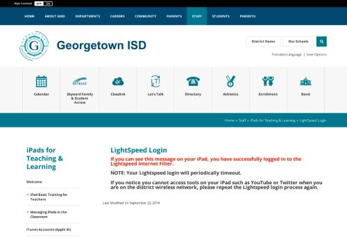 
                            9. iPads for Teaching & Learning / LightSpeed Login - Georgetown ISD