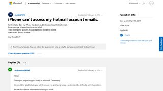 
                            1. iPhone can't access my hotmail account emails. - Microsoft Community