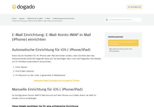 
                            8. (iPhone) einrichten - dogado Knowledgebase - dogado GmbH