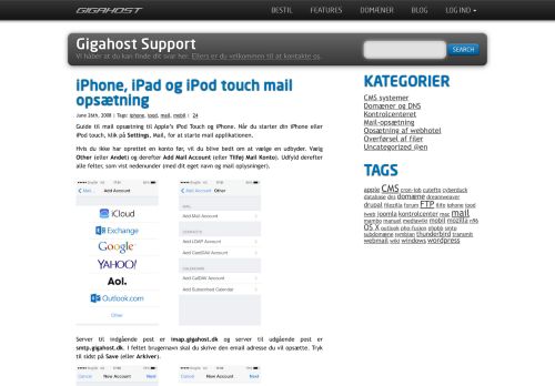 
                            13. iPhone, iPad og iPod touch mail opsætning - Gigahost