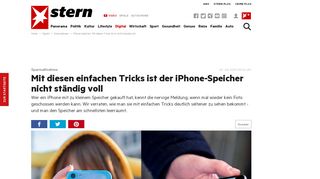 
                            6. iPhone-Speicher: Mit diesen Tricks ist er nicht ständig voll | STERN.de